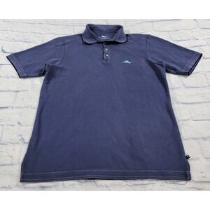 Tommy Bahama Shirt MENS SZ S Blue Supima Pima Cotton Polo Marlin Logo Golf